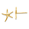 14k Yellow Gold Dainty Dancing Starfish Earrings 1/2in