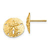 14k Yellow Gold Small Sand Dollar Post Earrings