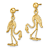 14k Yellow Gold Flamingo Dangle Ball Earrings