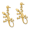 14k Yellow Gold Gecko Dangle Ball Earrings