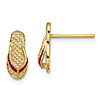 14k Yellow Gold Flip Flop Post Earrings with Red Enamel
