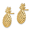 14k Yellow Gold Textured Pineapple Stud Earrings