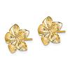 14k Yellow Gold Plumeria Textured Post Earrings
