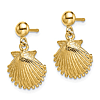14k Yellow Gold Scallop Shell Dangle Earrings
