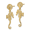 14k Yellow Gold Scallop Shell And Seahorse  Dangle Earrings