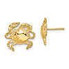 14k Yellow Gold Crab Earrings 1/2in