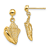 14k Yellow Gold Conch Shell Dangle Earrings