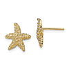 14k Yellow Gold Tiny Textured Starfish Post Earrings