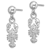 14k White Gold Tiny Lobster Dangle Earrings