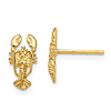 14k Yellow Gold Tiny Lobster Earrings