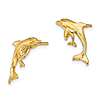 14k Yellow Gold Mother and Baby Dolphin Post Earrings