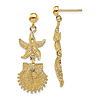 14k Yellow Gold Starfish And Scallop Shell Dangle Earrings
