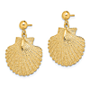 14k Yellow Gold Scallop Shell Dangle Earrings