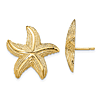 14k Yellow Gold Ridged Starfish Earrings 3/4in