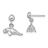 14k White Gold 3-D Polished Mini Manatee Dangle Earrings