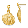 14k Yellow Gold Clam Shell Dangle Earrings