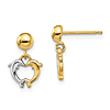 14k Yellow Gold with Rhodium Dolphin Dangle Earrings