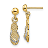 14k Yellow Gold Flip Flop Ball Dangle Earrings