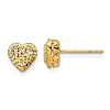 14k Yellow Gold Diamond-cut Heart Post Earrings