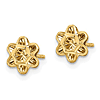 14k Yellow Gold Diamond-cut Flower Button Earrings