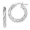14k White Gold 3/4in Twisted Polished Satin Hoop Earrings
