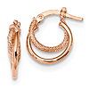 14kt Rose Gold 1/2in Double Hoop Earrings with Textured Finish