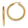 14k Yellow Gold 1 1/8in Italian Round Twisted Hoop Earrings