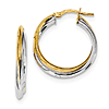 14kt Two-tone Gold 1in Italian Hoop Tube Earrings