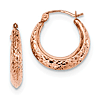 14kt Rose Gold 5/8in Hollow Diamond-cut Hoop Earrings