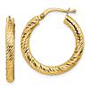 14k Yellow Gold Diamond-cut Hoop Earrings 5/8in