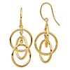 14k Yellow Gold Three Circles Dangle Earrings 2in