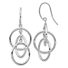 14k White Gold Three Circles Dangle Earrings 2in