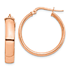 14k Rose Gold 1in Hinged Round Hoop Earrings 5mm Polished Finish