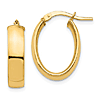 14k Yellow Gold 3/4in Oval Hoop Earrings Polished Finish 5mm Thick