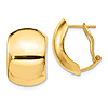 14k Yellow Gold Classic Domed Omega Back Earrings