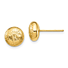 14k Yellow Gold Hollow Button Earrings with Scratch Finish 9mm