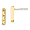 14k Yellow Gold Textured Bar Post Earrings 1/2in