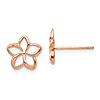 14k Rose Gold Plumeria Flower Cutout Post Earrings 3/8in