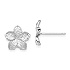 14k White Gold Polished & Textured Plumeria Post Earrings 3/8in