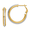 14k Two-tone Gold 1in Round Hoop Earrings With Omega Backs
