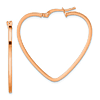 14k Rose Gold Heart Hoop Earrings 1.25in