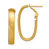 14k Yellow Gold 1in Oval Satin Hoop Earrings with Omega Backs 4.8mm