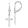 14k White Gold Latin Cross Leverback Earrings