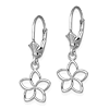 14k White Gold Cut-out Plumeria Flower Leverback Earrings
