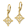 14k Yellow Gold Celtic Eternity Knot Leverback Earrings