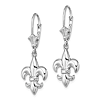 14k White Gold Fleur de lis Leverback Earrings