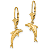 14kt Yellow Gold Jumping Dolphin Leverback Earrings