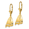 14k Yellow Gold Sailboat Leverback Earrings