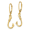 14k Yellow Gold Fish Hook Leverback Earrings