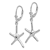 14k White Gold Dancing Starfish Leverback Earrings 1.5in